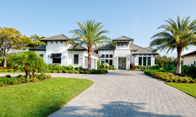 Paver driveway installation with landscaping by Hillstar Construction in Los Angeles
