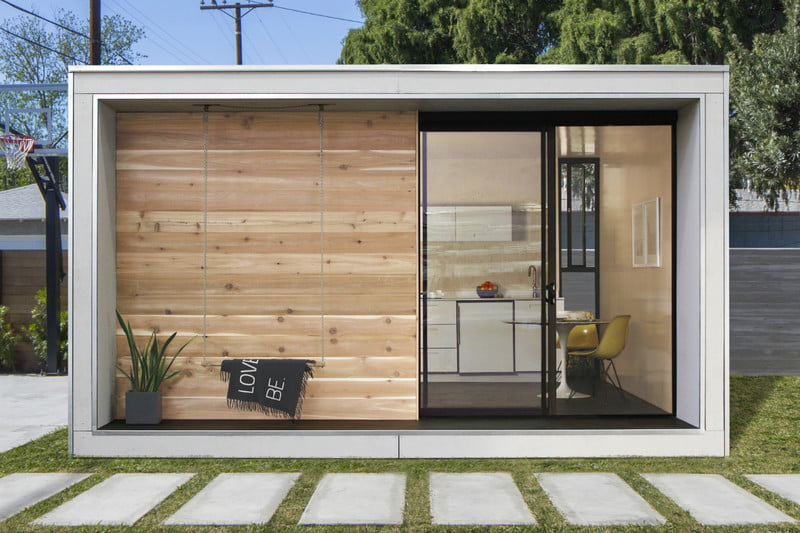 Prefab ADU with wood and glass exterior by Hillstar Construction