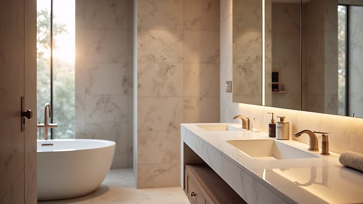 Luxury small bathroom remodel with elegant finishes