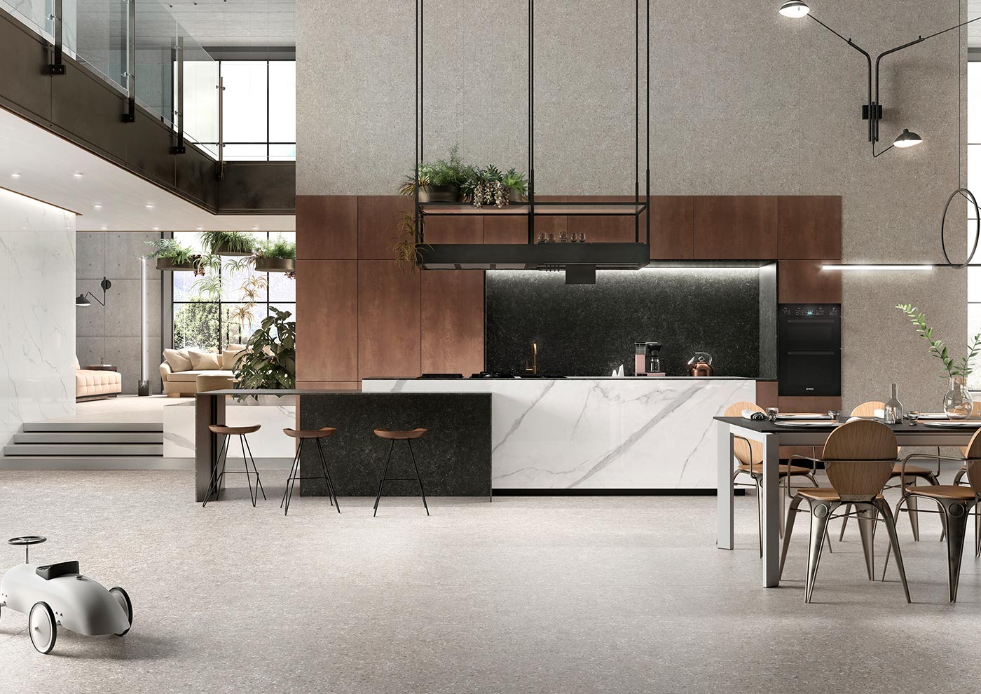 Open-concept kitchen construction by Hillstar Construction in Los Angeles