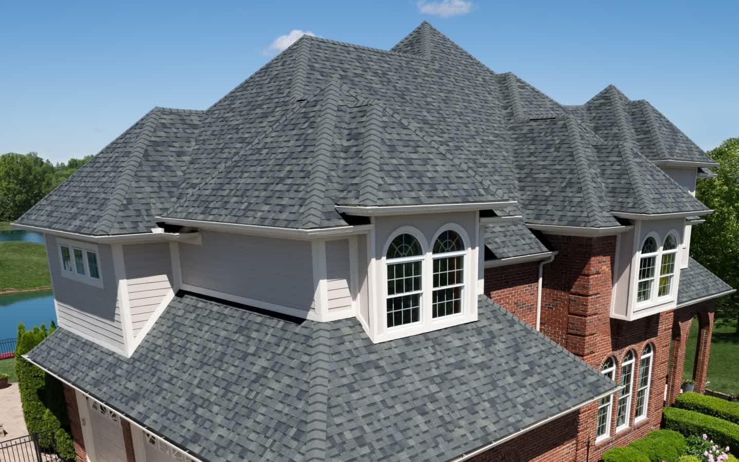 Completed shingle roof on residential home by Hillstar Construction in Los Angeles